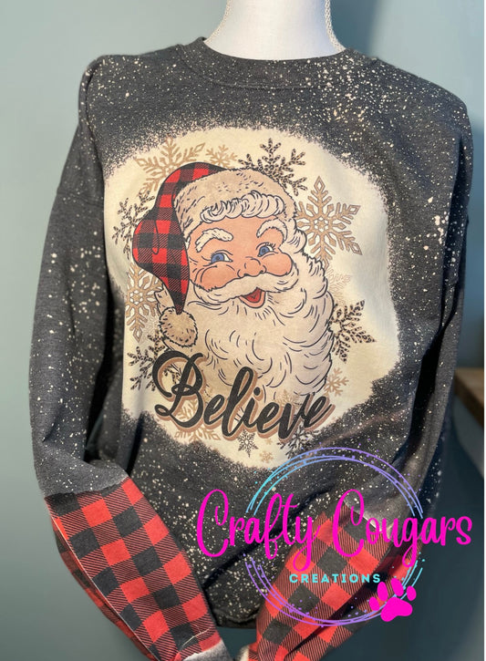 Plaid Believe in Santa Sweatshirt