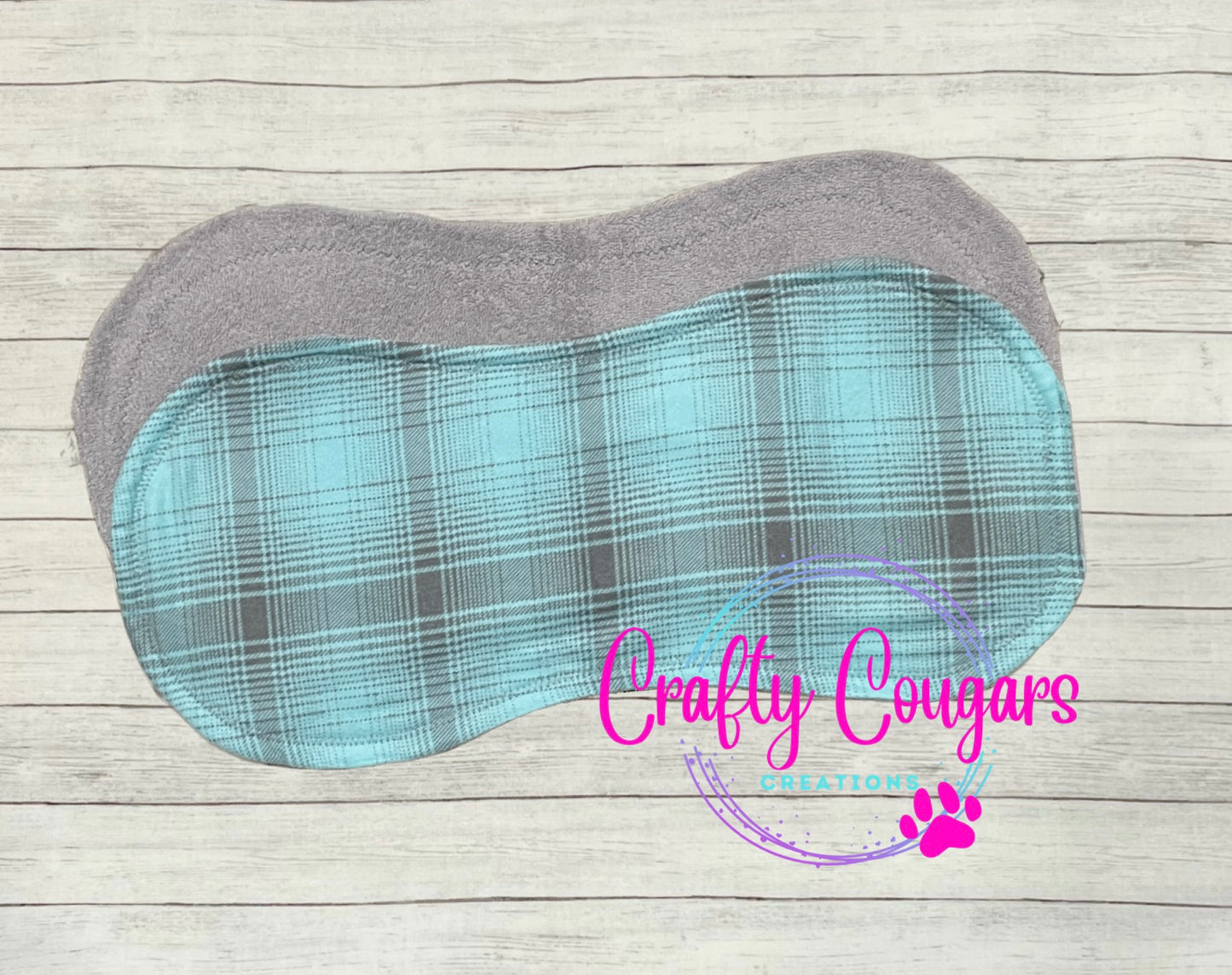 Teal and Gray Plaid Burp Rag