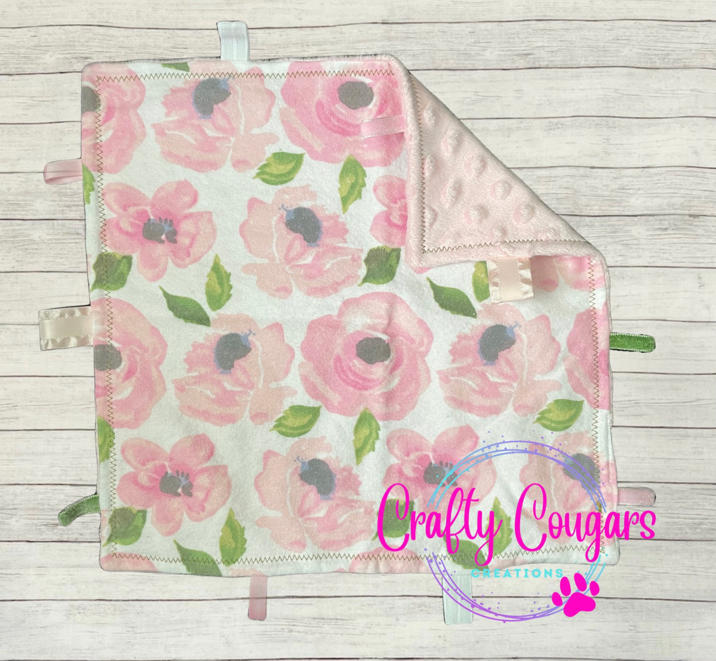 Pink Watercolor Floral Sensory Blanket