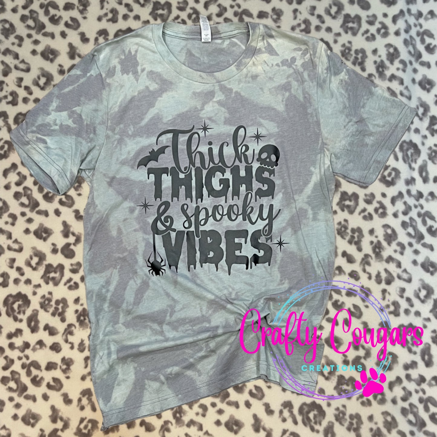 Thick Thighs & Spooky Vibes BLEACHED T-Shirt