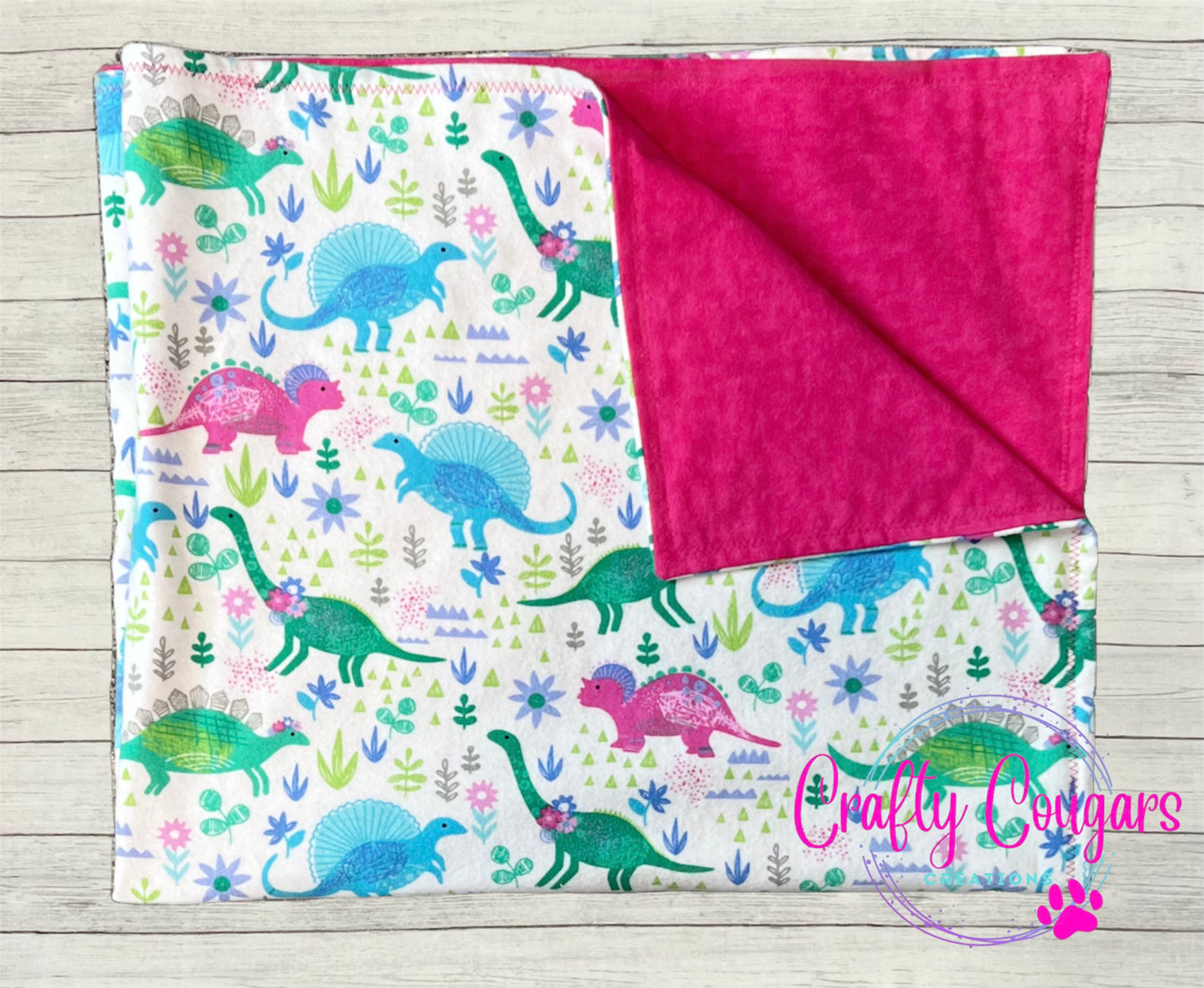 Colorful Girl Dinosaurs Baby Blanket