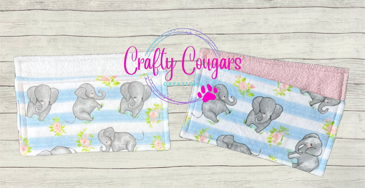 Floral Elephants Wash Cloths