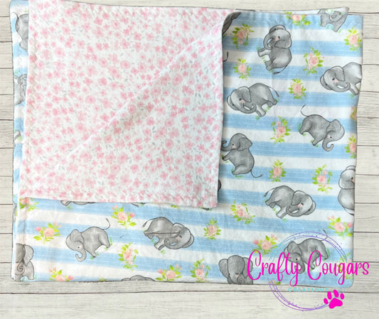 Floral Elephants Baby Blanket