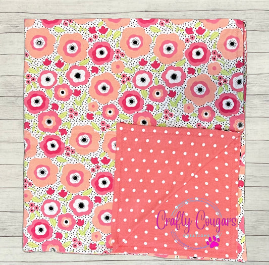 Pink and Coral Floral Baby Blanket