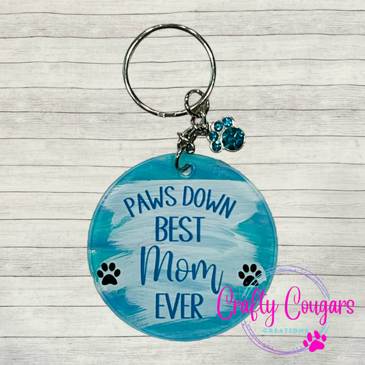 Teal Paws Down Keychain