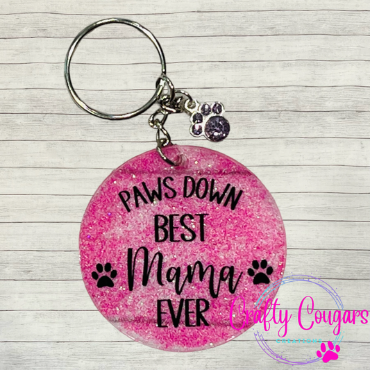 Pink Paws Down Keychain