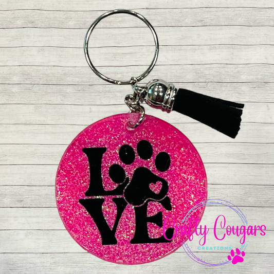 Paw Print Love Keychain