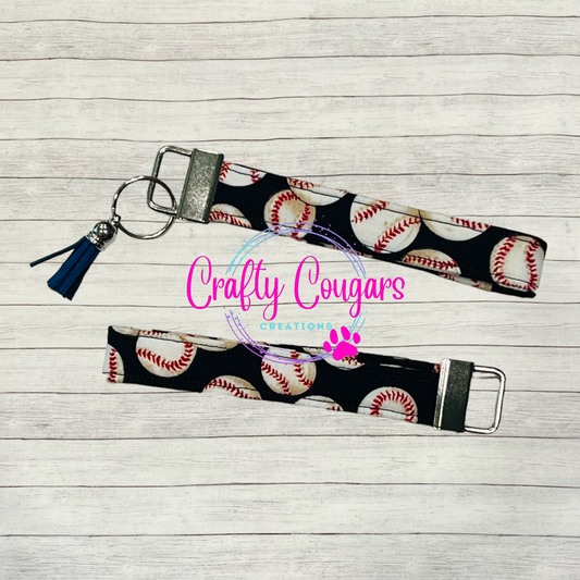 Navy Baseballs Wristlet