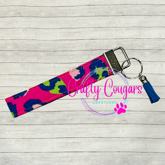 Colorful Pink Leopard Wristlet