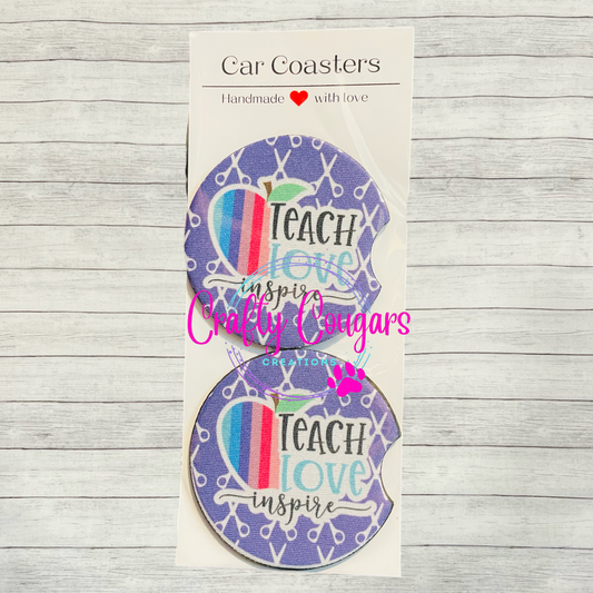 Teach Love Inspire Car Coasters