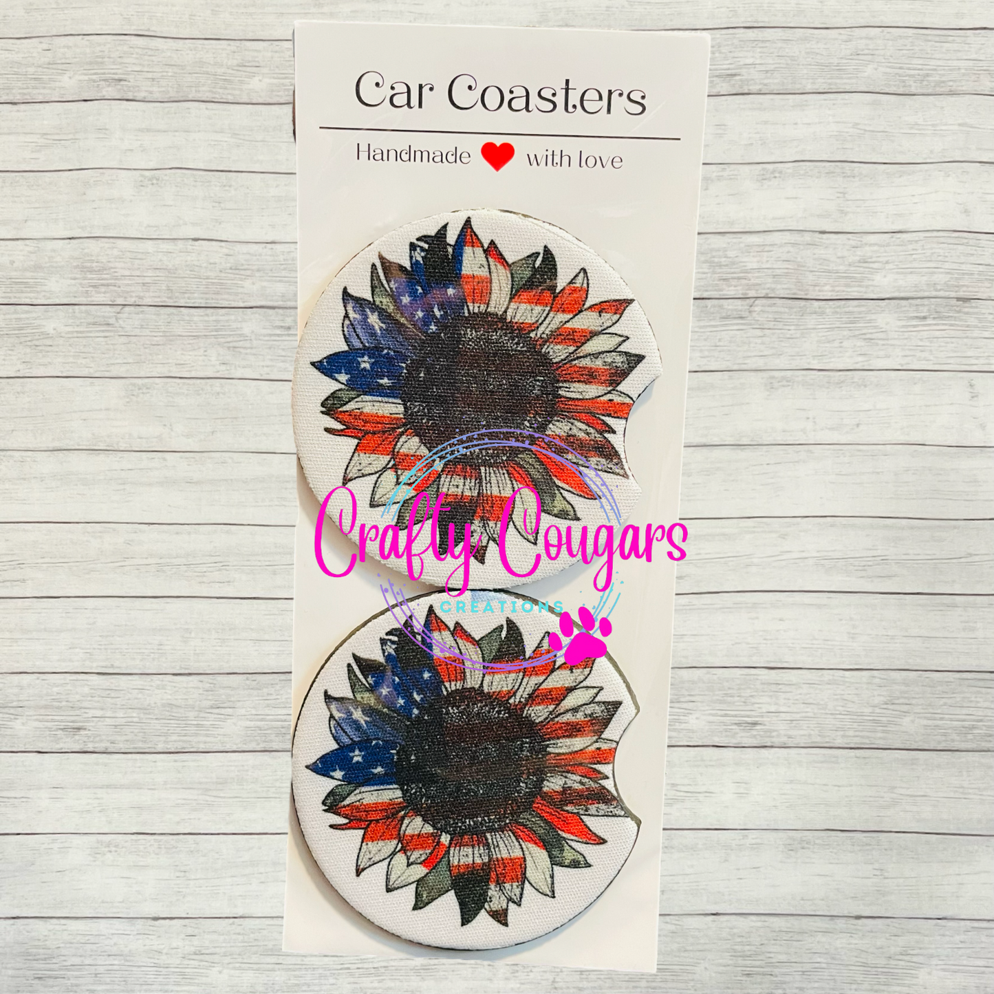 Patriotic Sunflowers Car Coasters