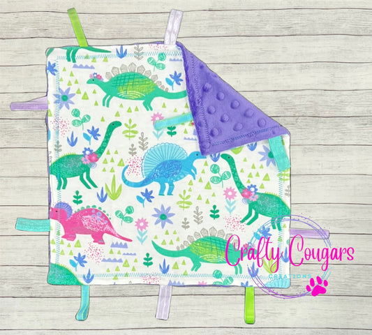 Colorful Girl Dinosaurs Sensory Blanket