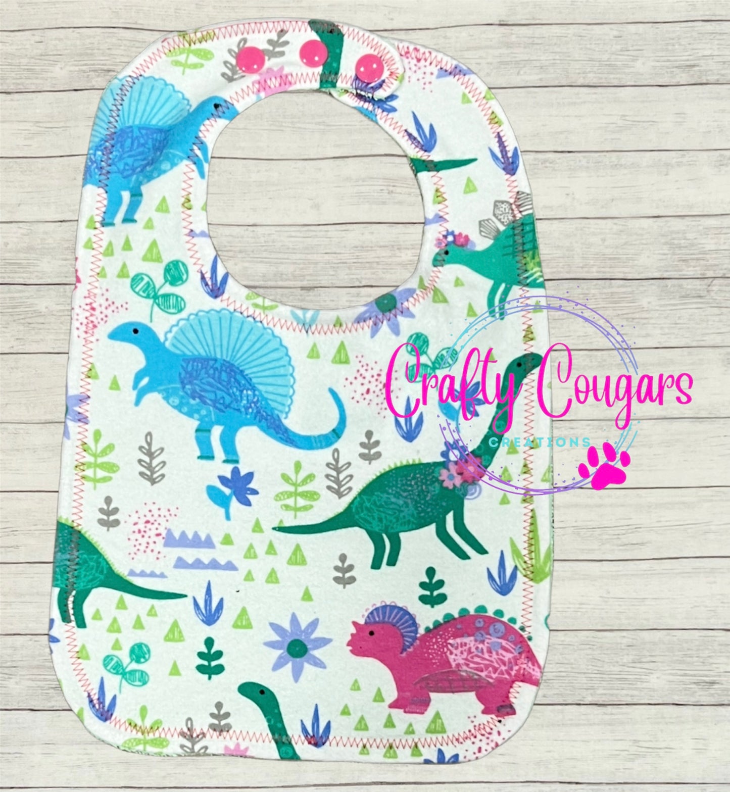 Colorful Girl Dinos Bib