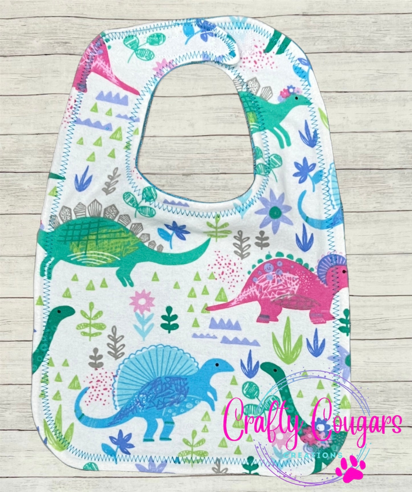 Colorful Girl Dinos Bib