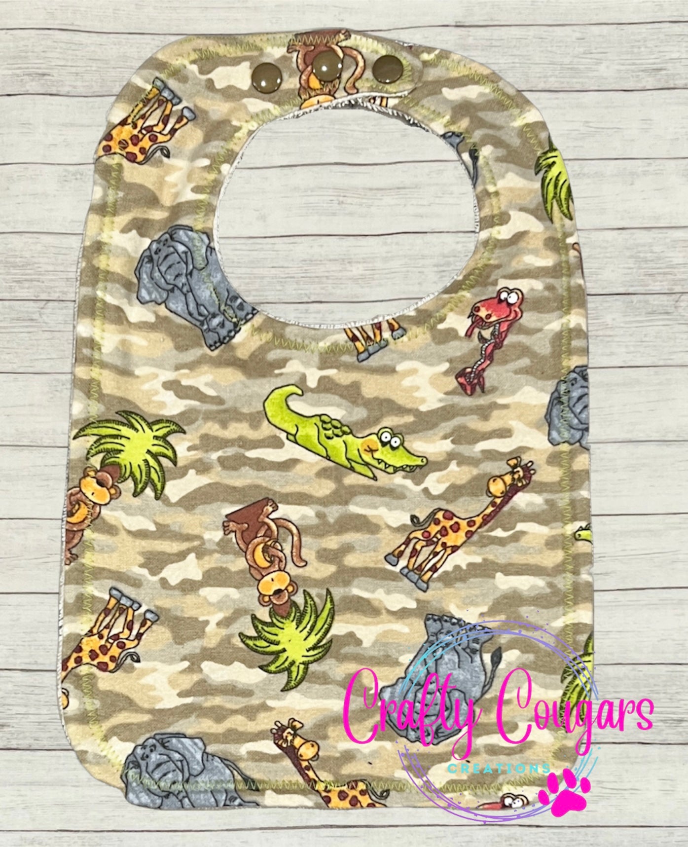 Camo Jungle Animals Bib