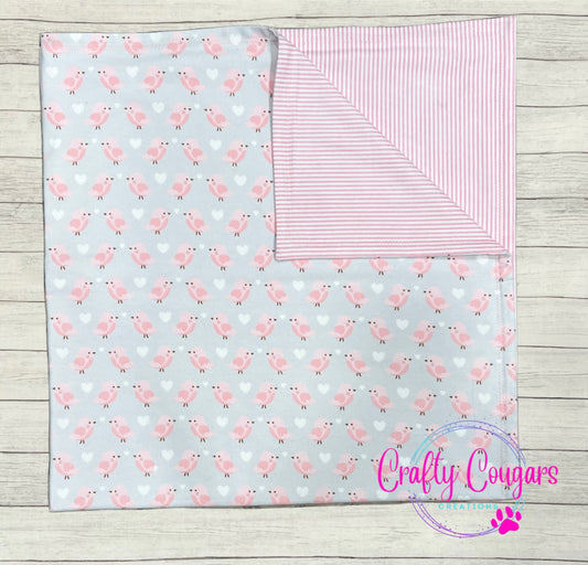 Pink & Gray Birds Baby Blanket