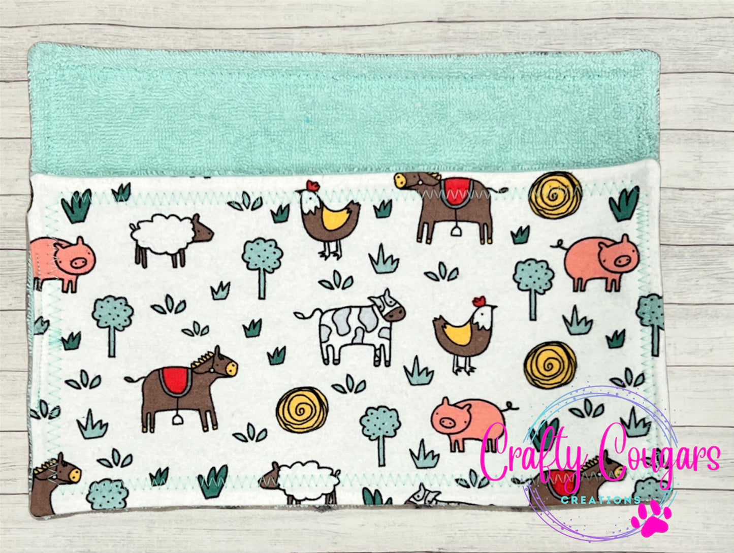 Cartoon Farm Animals Wash Cloth