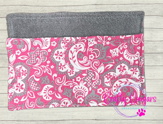 Pink & Gray Paisley Wash Cloth