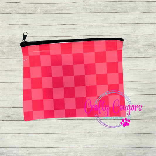 Pink Checkered Zipper Bag