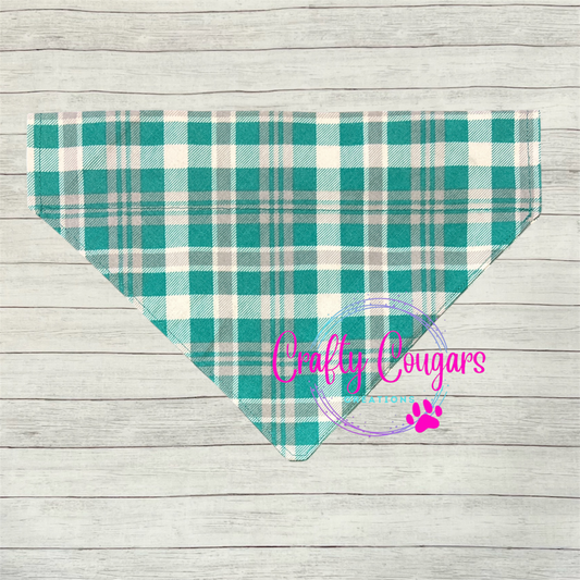 Teal & Gray Plaid Pet Bandana