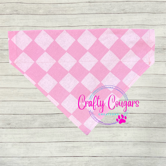 Light Pink Checkered Pet Bandana