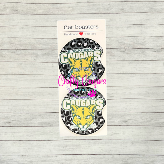 Blackhawk Cougars Leopard Car Coasters