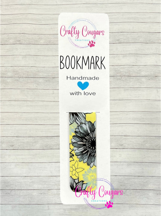 Yellow & Gray Floral Bookmark
