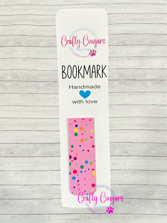 Pink with Multicolored Polka Dots Bookmark