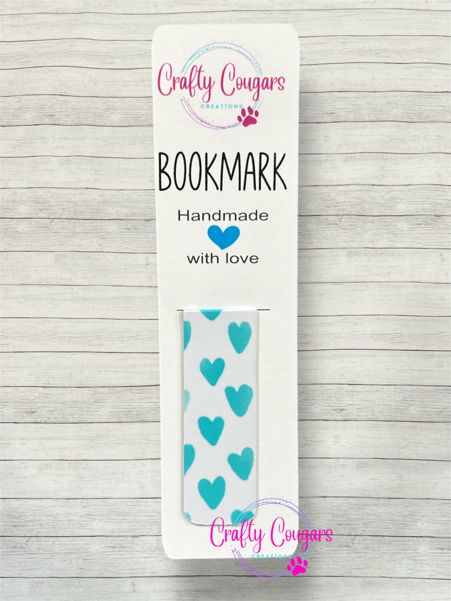 Teal Hearts Bookmark