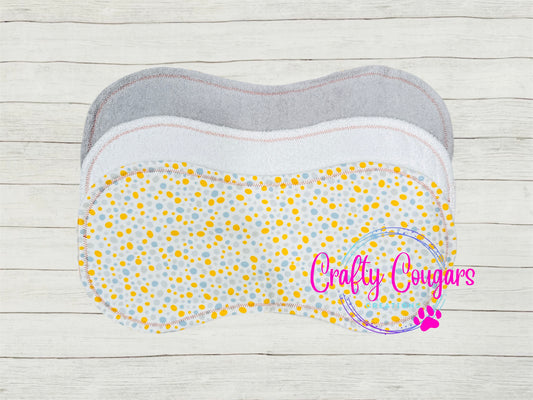 Gold, Blue & Gray Dots Burp Rag