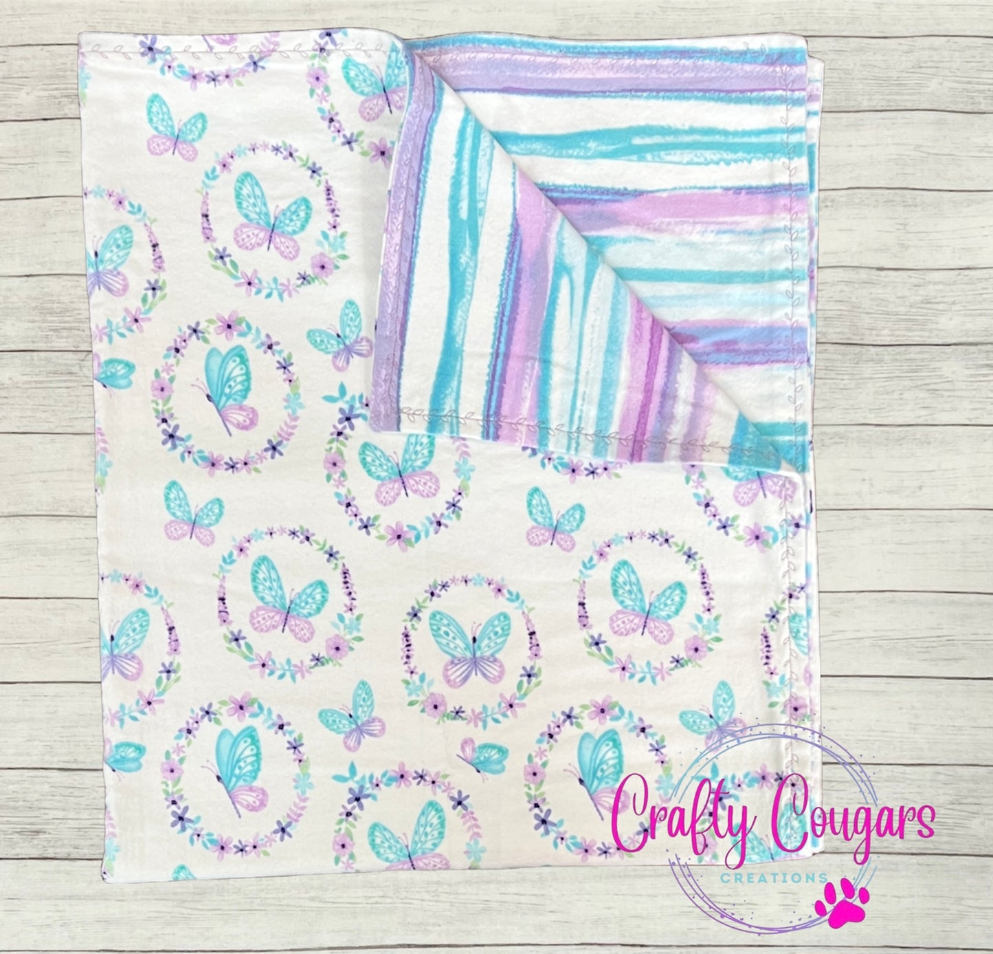 Purple and Turquoise Butterflies Baby Blanket