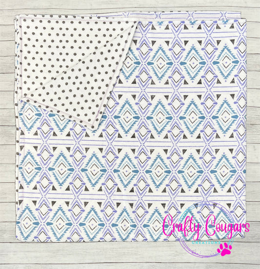 Purple and Teal Aztec Baby Blanket