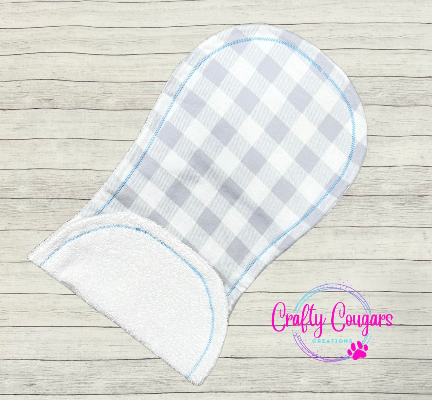 Gray and White Buffalo Plaid Burp Rag