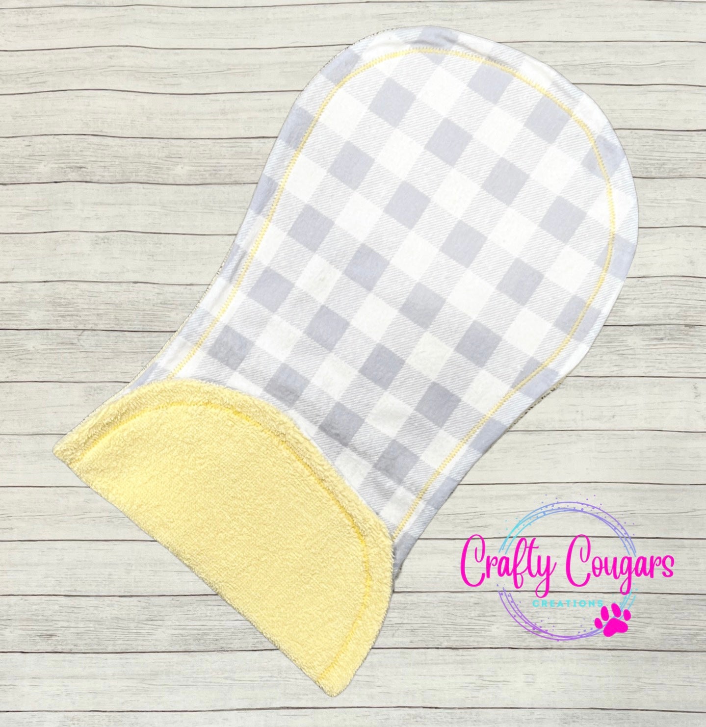 Gray and White Buffalo Plaid Burp Rag